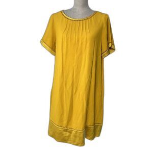Maeve by Anthropologie Verdet Gold Swing Mini Dress 60s Boho Style size Small